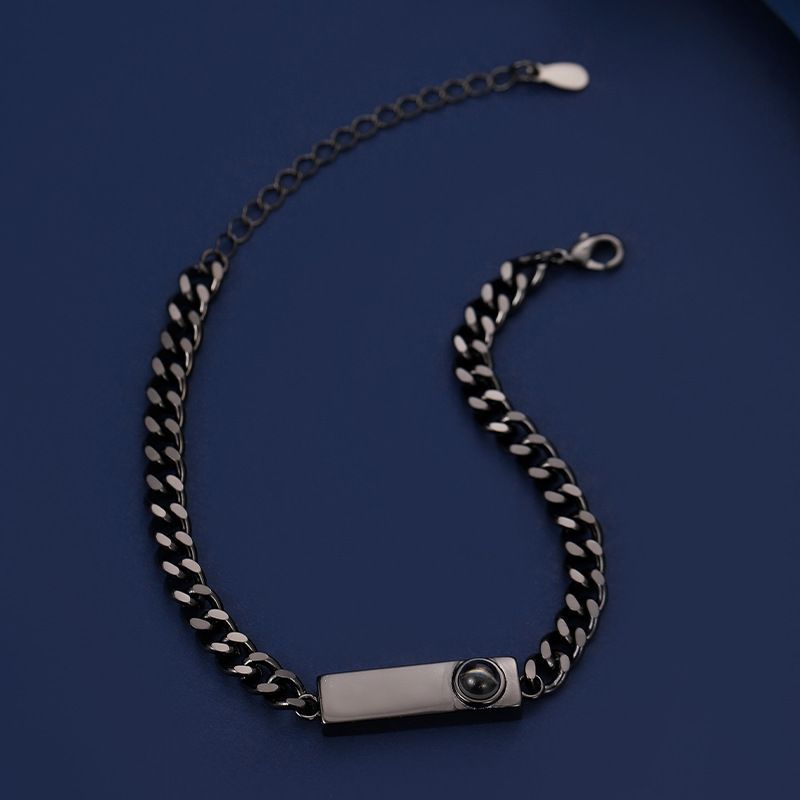 Men's Cuban Chain In 100 Languages, I Love You, Projection Photo, Customized Couple Bracelet_voghion.com