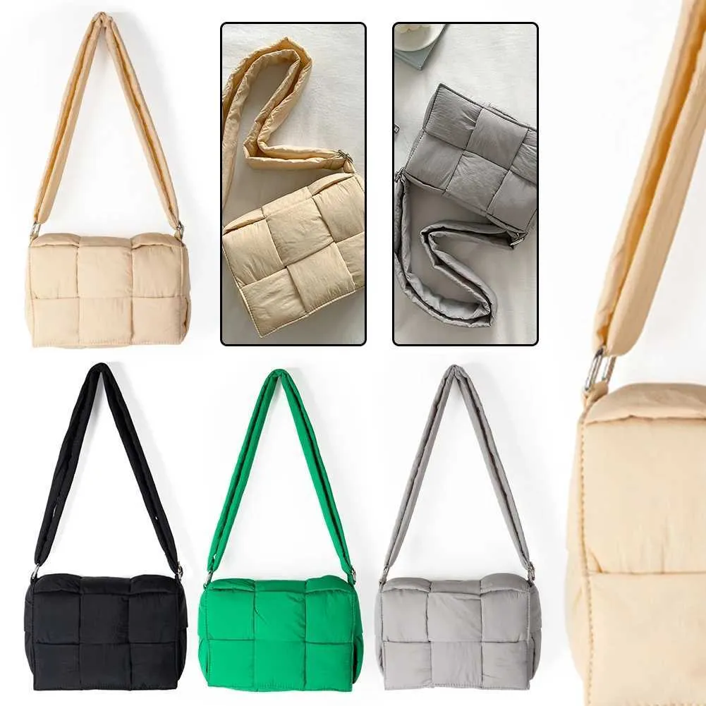 Borsa a tracolla imbottita da donna, versatile, leggera, in tessuto a tracolla, con borsa a tracolla C241216_voghion.com