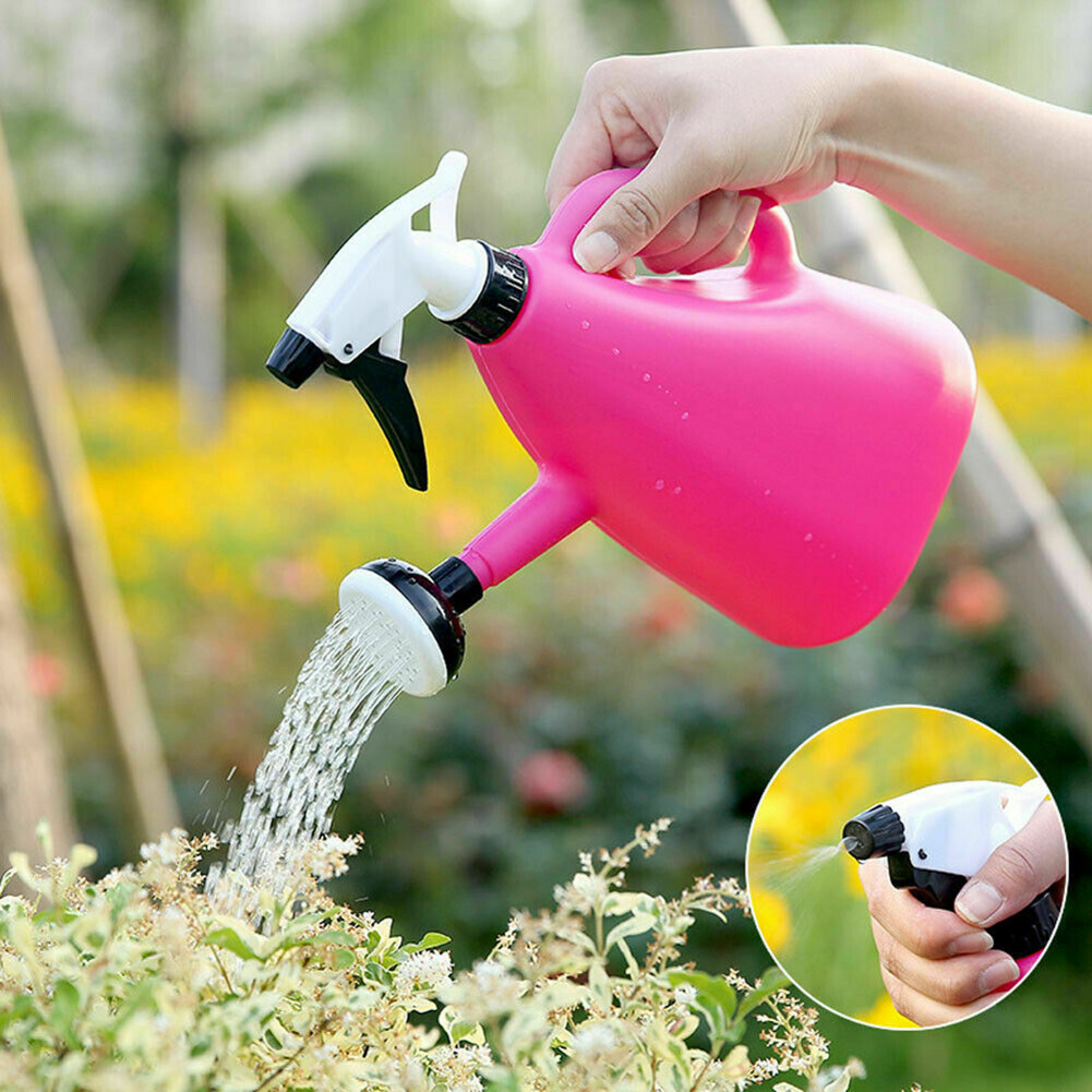 2 In 1 Plastic Watering Can Indoor Garden Plants Pressure Spray Water Kettle Adjustable Sprayer 1L_voghion.com