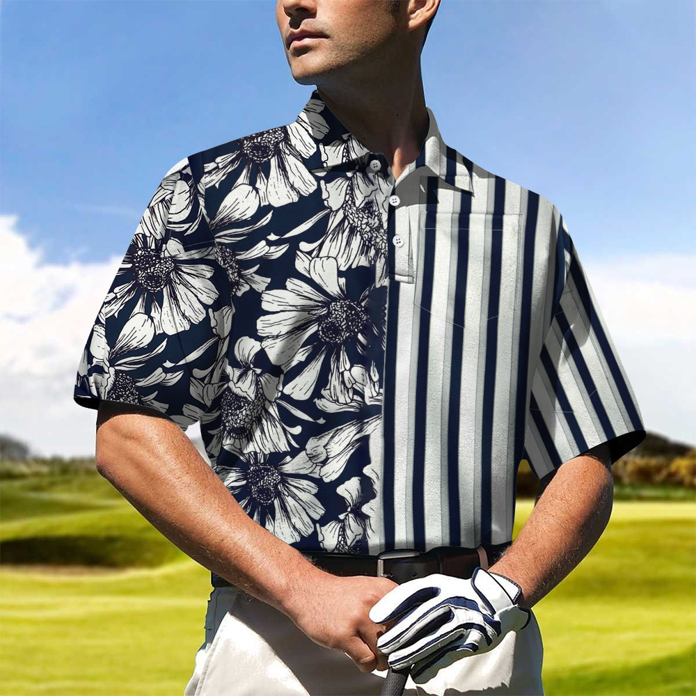 Men's Clothing Hot Sale Hawaiian Men's Shirt Striped Print Short Sleeve Shirt Men's Casual Daily Shirt Polo Shirt_voghion.com