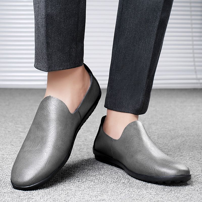 Frühling Sommer Herren Halbschuhe Casual Leder Mann Einfache Mokassins Slip-On Fahren Outdoor Bootsschuhe Handgehte Lazy_voghion.com