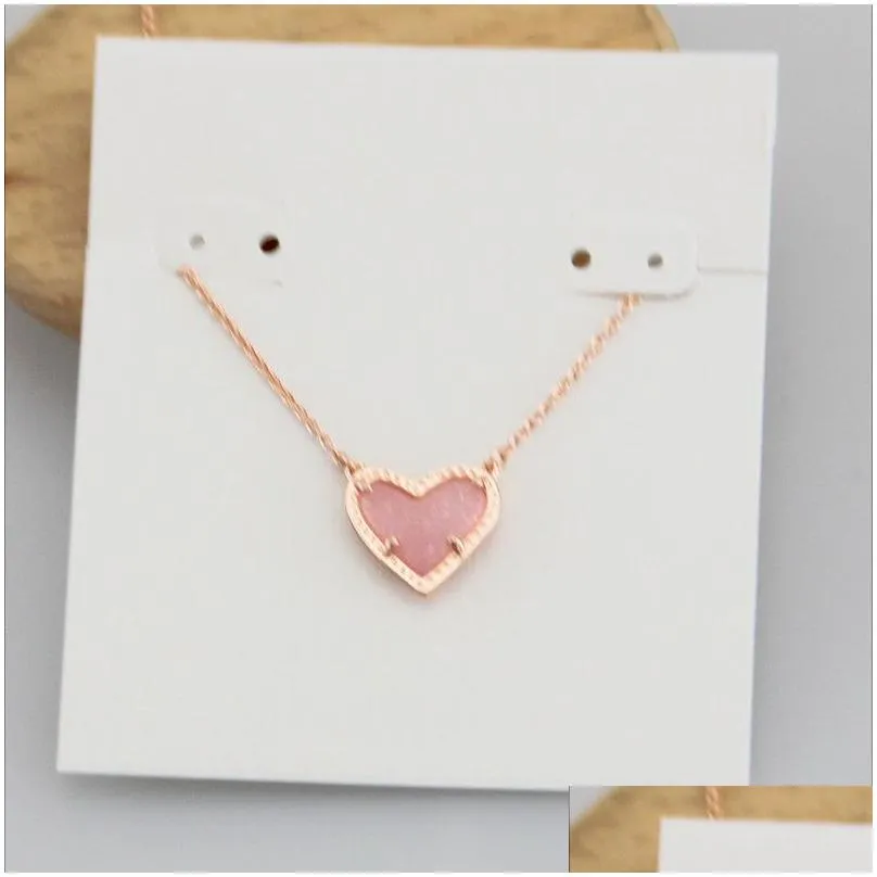 Anhänger Halsketten Halskette Herz Druse Echt vergoldet Baumeln Glitzer Schmuck Brief Geschenk mit Staubbeutel Tropfen_voghion.com