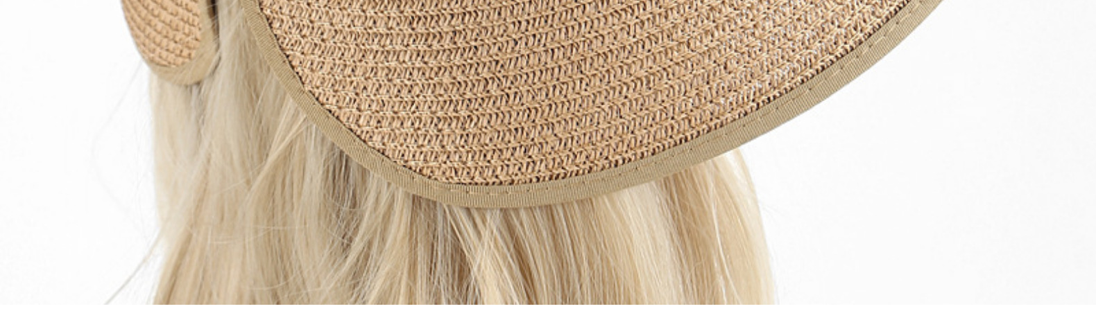 Women's Straw Beach Hat Empty Top Sun Protection Folding Brim_voghion.com
