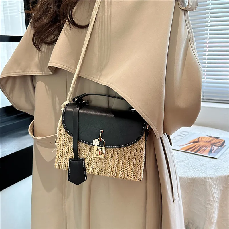 Borsa a tracolla singola in tessuto con trama premium quadrata piccola, con spedizione gratuita, 2025, nuova moda per pendolari_voghion.com