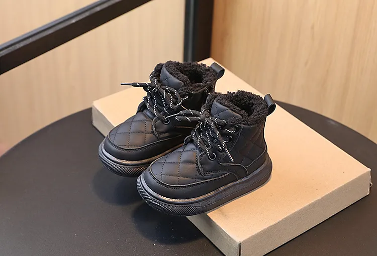 2025 Moda Plaid Autunno Bambina Scarpe Ragazzi Caviglia Flessibile Fondo Spesso Bambini Stivali da Neve Littlesprouts Nuovi Bambini_voghion.com