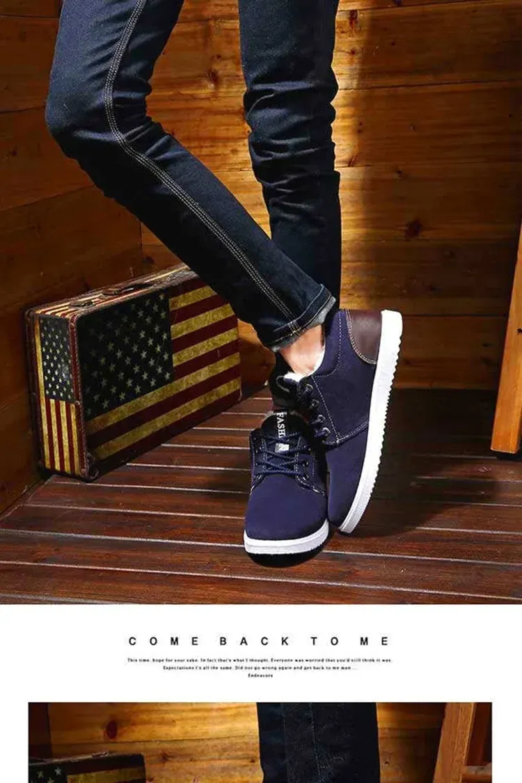 Baskets homme en daim d'hiver chaussures randonnée chaudes_voghion.com