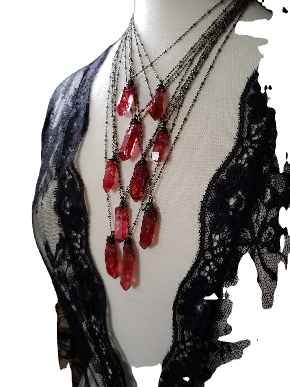 Anhänger Halsketten Gothic Mehrschichtige Kette Halskette Dark Department Ruby Crystal Personality Choker Spot Schmuck Geschenk_voghion.com