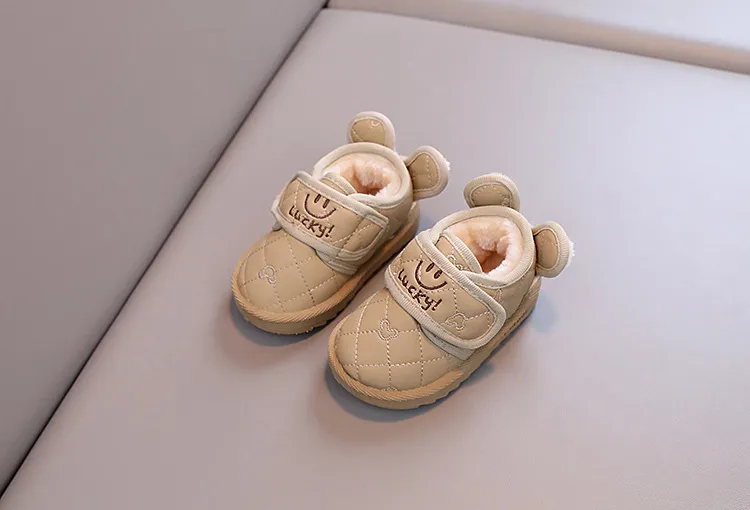 Stivali da neve invernali caldi e antiscivolo per bambini e bambine, con velcro, Happysteps, scarpe con cartoni animati e conigli, taglie da 1 a 6 anni_voghion.com