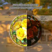 Acchiappasole Golden Rose - Arte in acrilico colorato da 8". Decorazione floreale primaverile per ingressi di case coloniche o regalo prezioso per donne._voghion.com