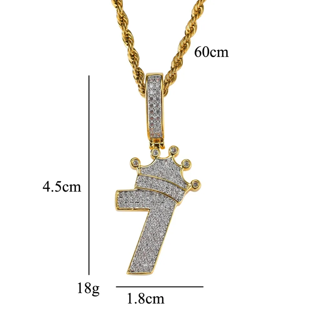 Pendant Necklaces Bling Hip Hop 7 Brass Micro Pave With CZ Stones Necklace Jewelry For Men And Women CN021_voghion.com