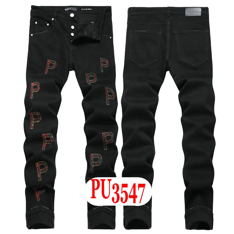 New JEANS Chino Pants Pant Men's Trousers Stretch Close-fitting Slacks Washed Straight Skinny Embroidery Patchwork_mkmklike.com