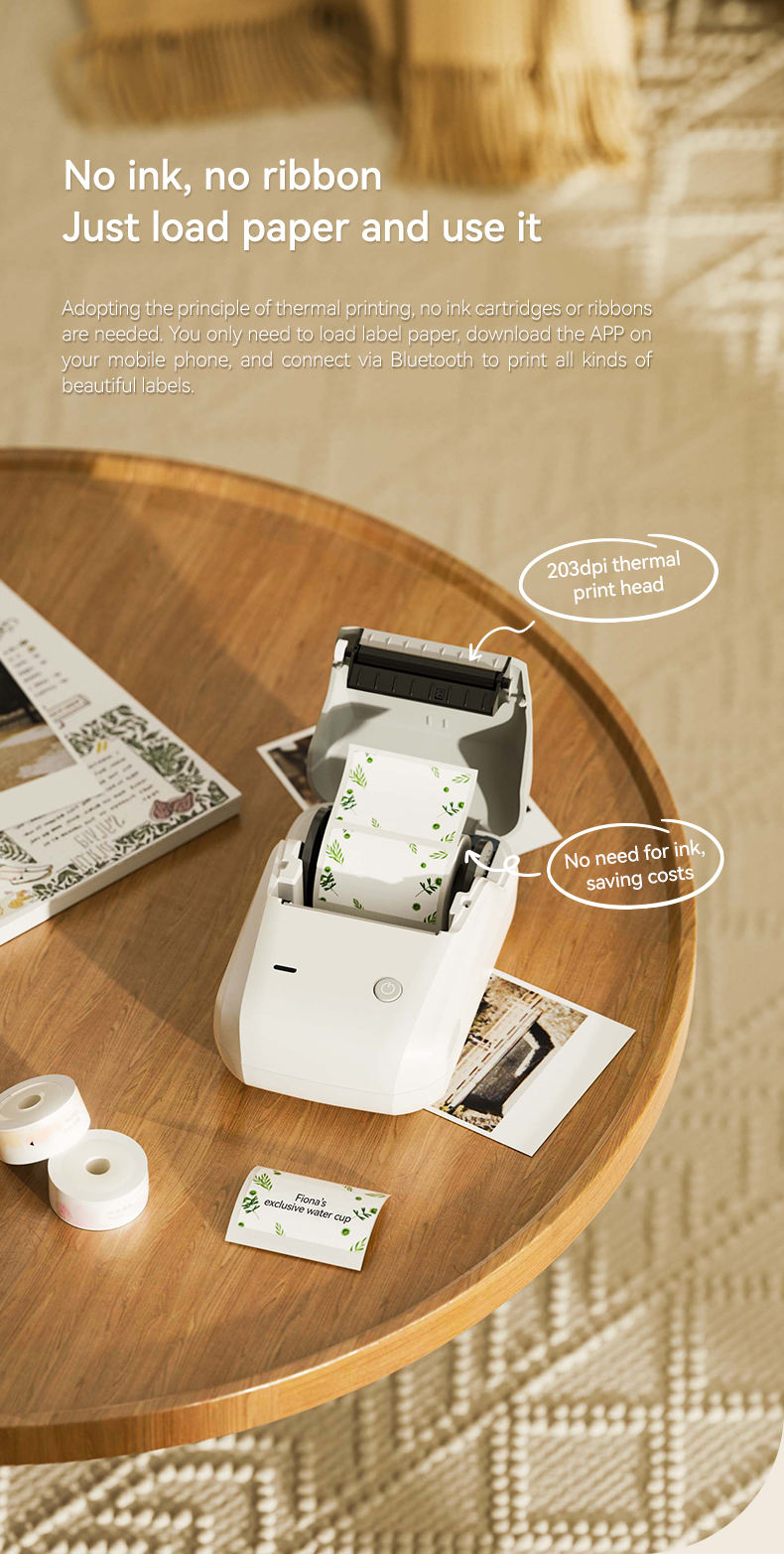 Imprimantă termică portabilă Niimbot B1 pentru etichete în limba engleză, mini coduri de bare, autocolant pentru coduri QR, hârtie colorată, role de mașină, cablu_voghion.com