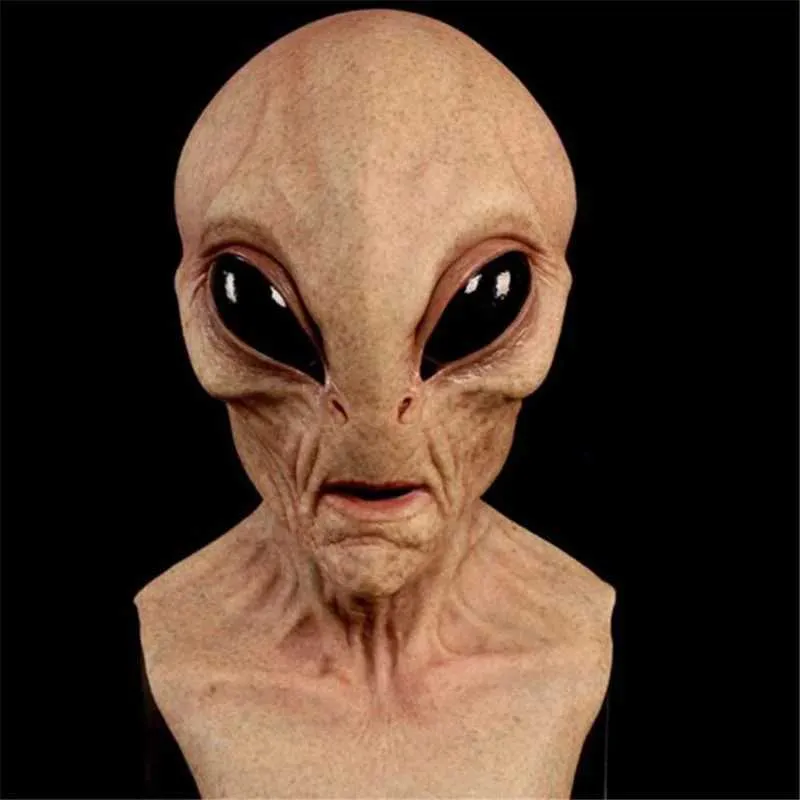 Masque d'Halloween en latex avec grands yeux horribles, OVNI, visage complet, effrayant, horreur, tête d'alien, masques pour adultes, accessoires de fête de monstre, cosplay_voghion.com