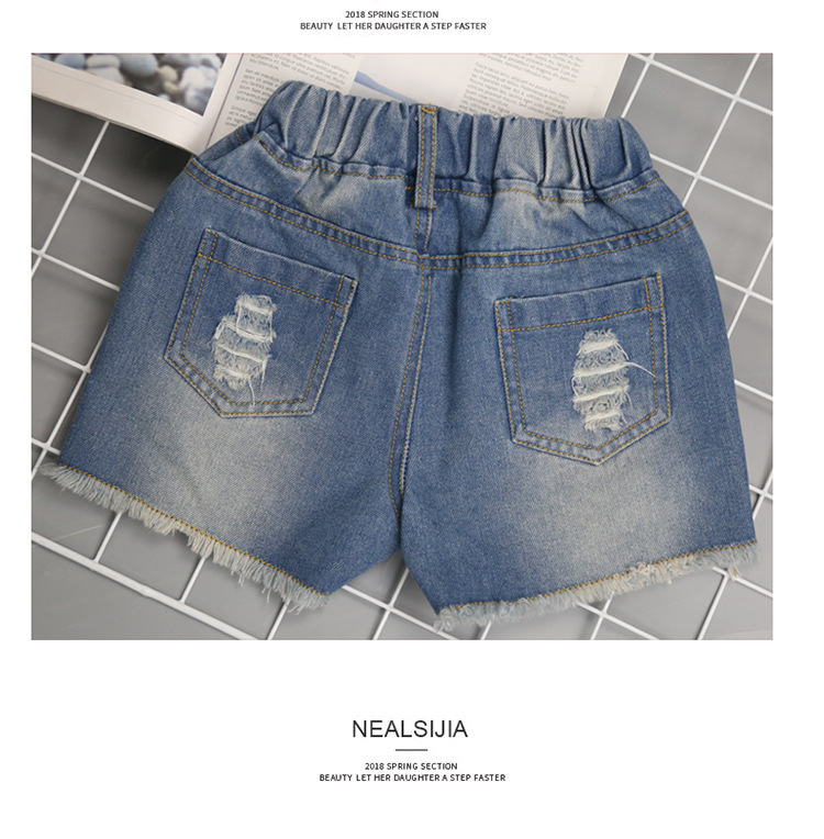 Kid's Clothing Girls denim shorts outer wear summer thin 2024 new fashion ripped children's pants female hot pants summer_voghion.com