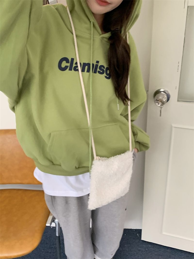 Veet hooded sweatshirt for women in autumn and winter, new loose letter printed Korean fashion student long sleeved_voghion.com