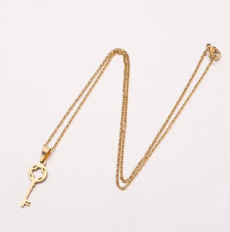 Edelstahl Halskette Für Frauen Liebhaber Blume Mode Schlüssel Anhänger Schlüsselbein Choker Halsketten Valentinstag Geschenk_voghion.com