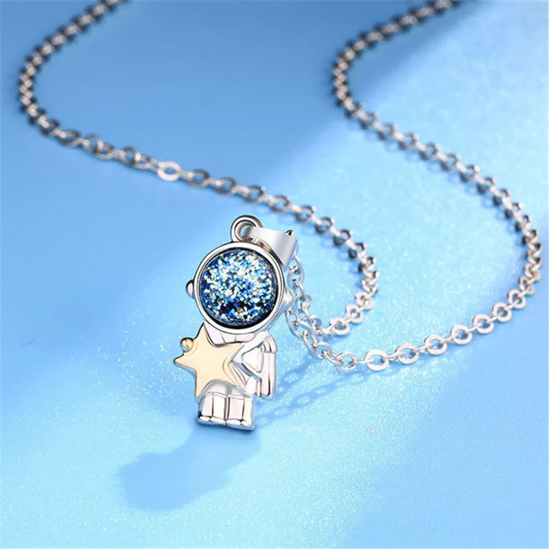Anhänger Halsketten Paar Paar Halskette Astronaut Mondform Schmuck Geschenk für Liebhaber Gut aussehender LoverPendant_voghion.com