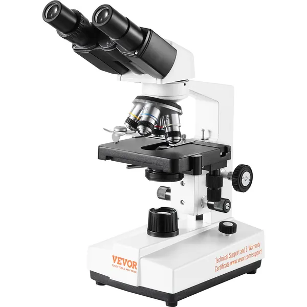 Binokulares Lichtmikroskop 40x–2500x, LED-beleuchtet, zweischichtiger mechanischer Objekttisch mit Handyhalterung und Objektträgern_voghion.com