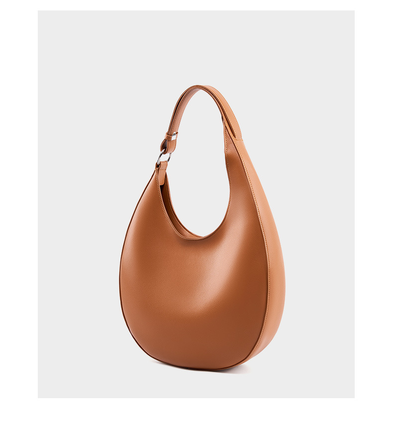 Borsa a mezzaluna di design di nicchia, borsa semicircolare a forma speciale, borsa a tracolla singola da donna sottobraccio in vera pelle_voghion.com