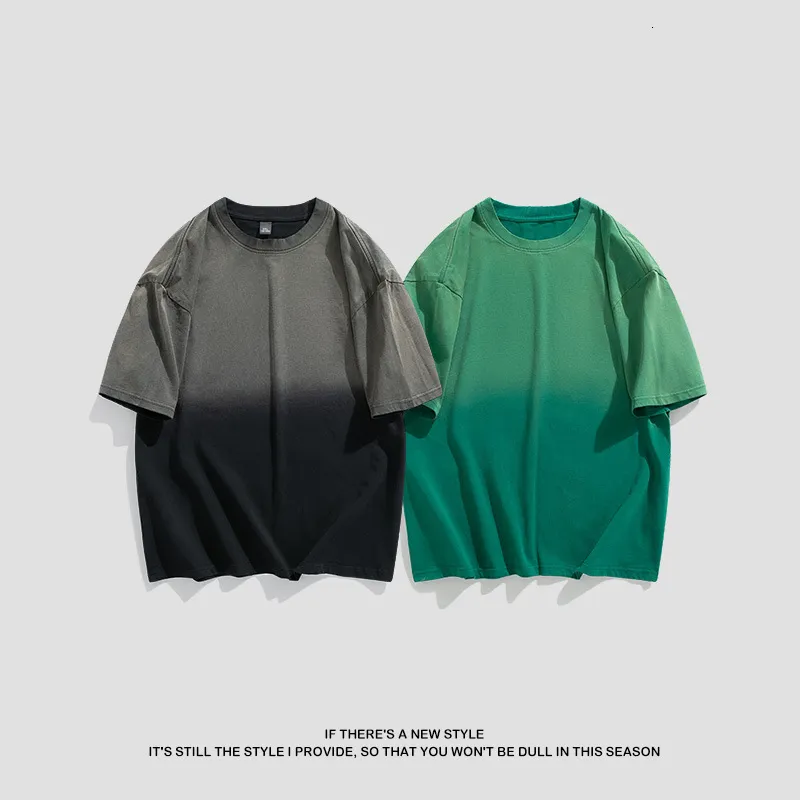 Sommer Herren Einfaches Casual Halbarm Großes Oberteil Farbverlauf Vorne Kurz Hinten Lang Rundhals Kurzarm T-Shirt Für Männer_voghion.com