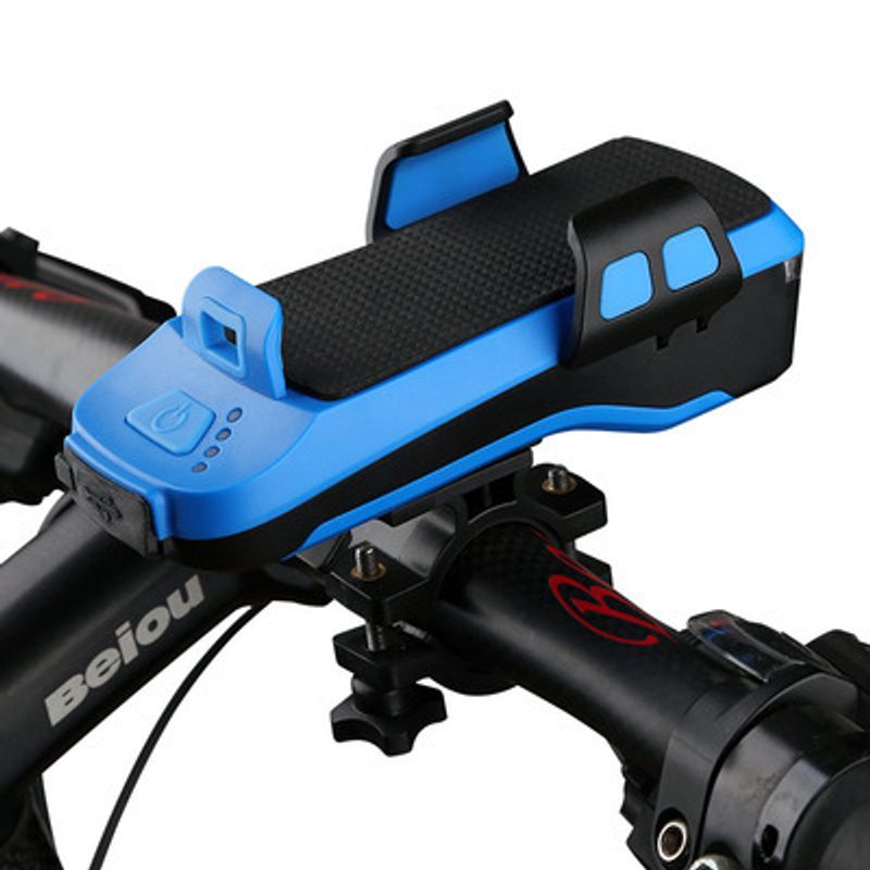 Batterie externe USB avant pour vélo avec support de téléphone, éclairage de klaxon de vélo, équipement de conduite_voghion.com