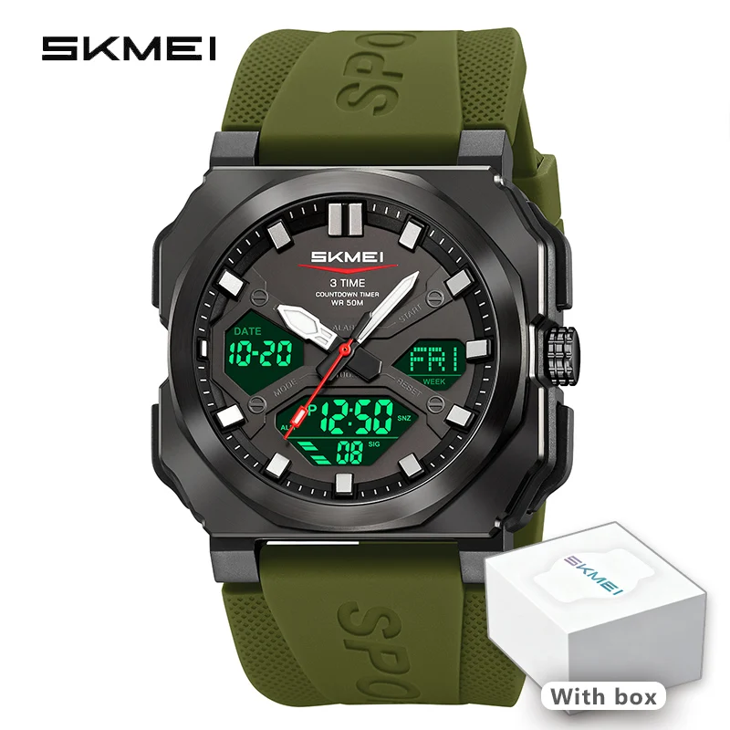 Men's Sport Quartz Watch, Square Design With Silicone Strap_voghion.com