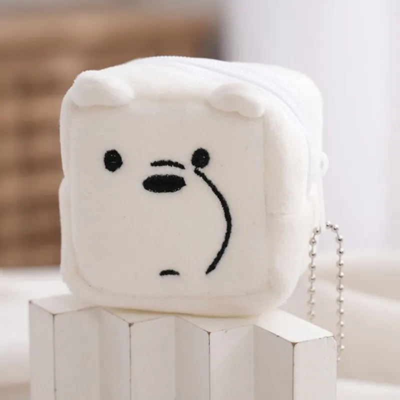 Porte-monnaie en peluche tridimensionnel avec fermeture éclair pour femme, motif ours mignon, porte-monnaie pour écouteurs, portefeuille, porte-clés_voghion.com