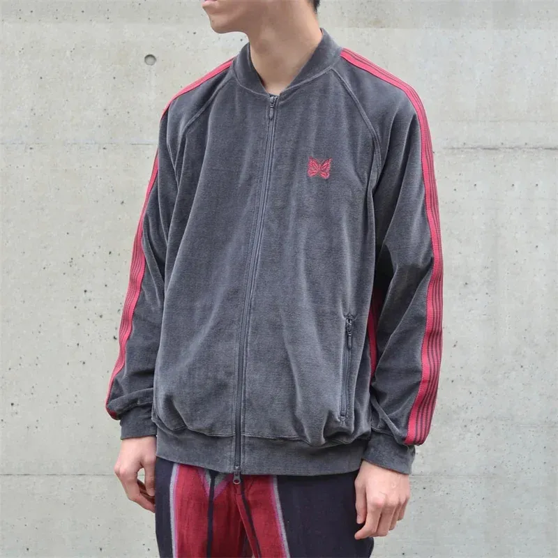 giacca da uomo moda multicolore uomo donna coppia aghi awge giacca da pista alta qualità a righe veet cappotto ricamato_voghion.com