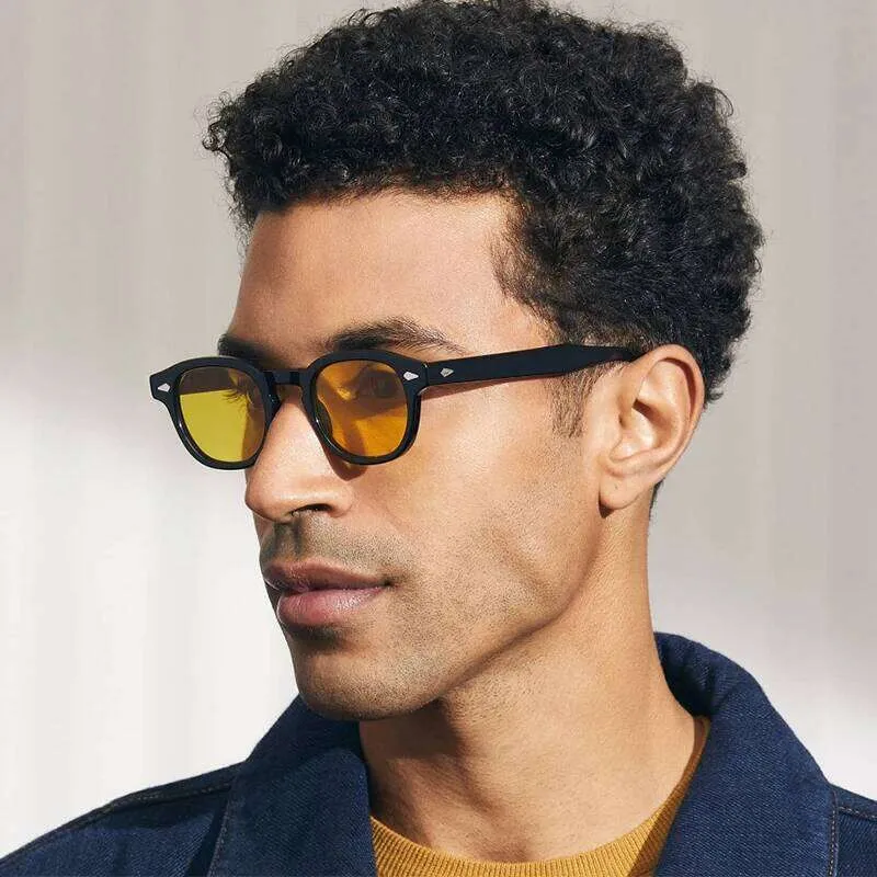 Occhiali da sole vintage in acetato di alta qualità per uomo e donna, con montatura nera tartarugata, del marchio Lemtosh._voghion.com