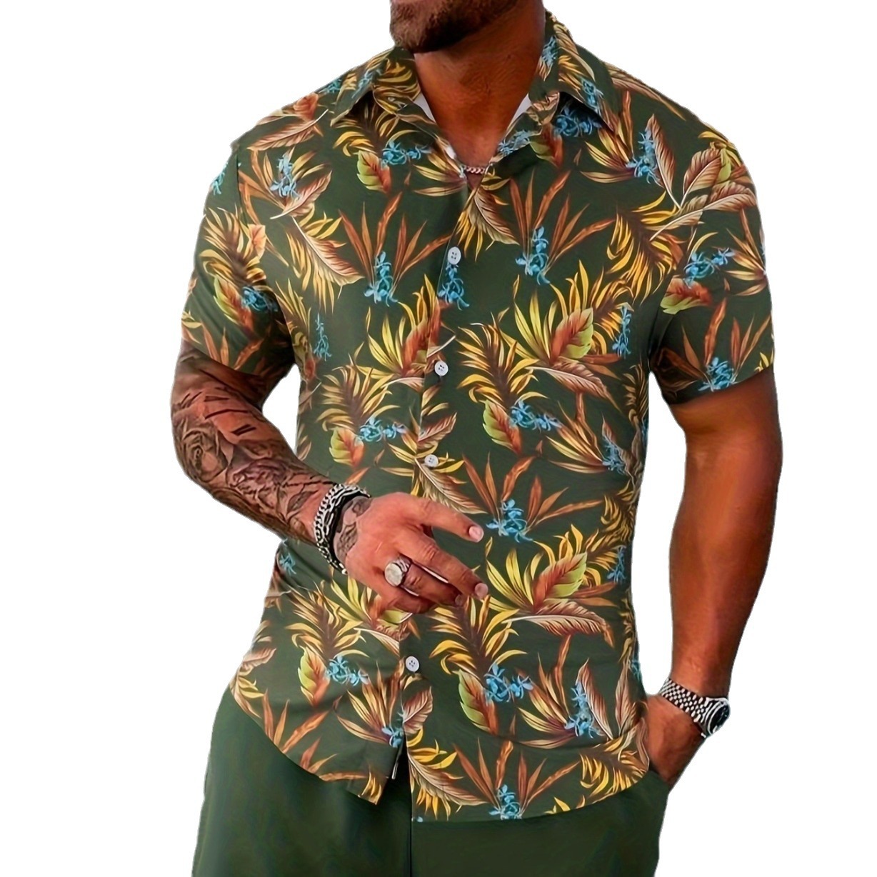 2024 Summer Quick Sale Men's Shirt Casual Loose Short sleeved Shorts Beach Set_voghion.com