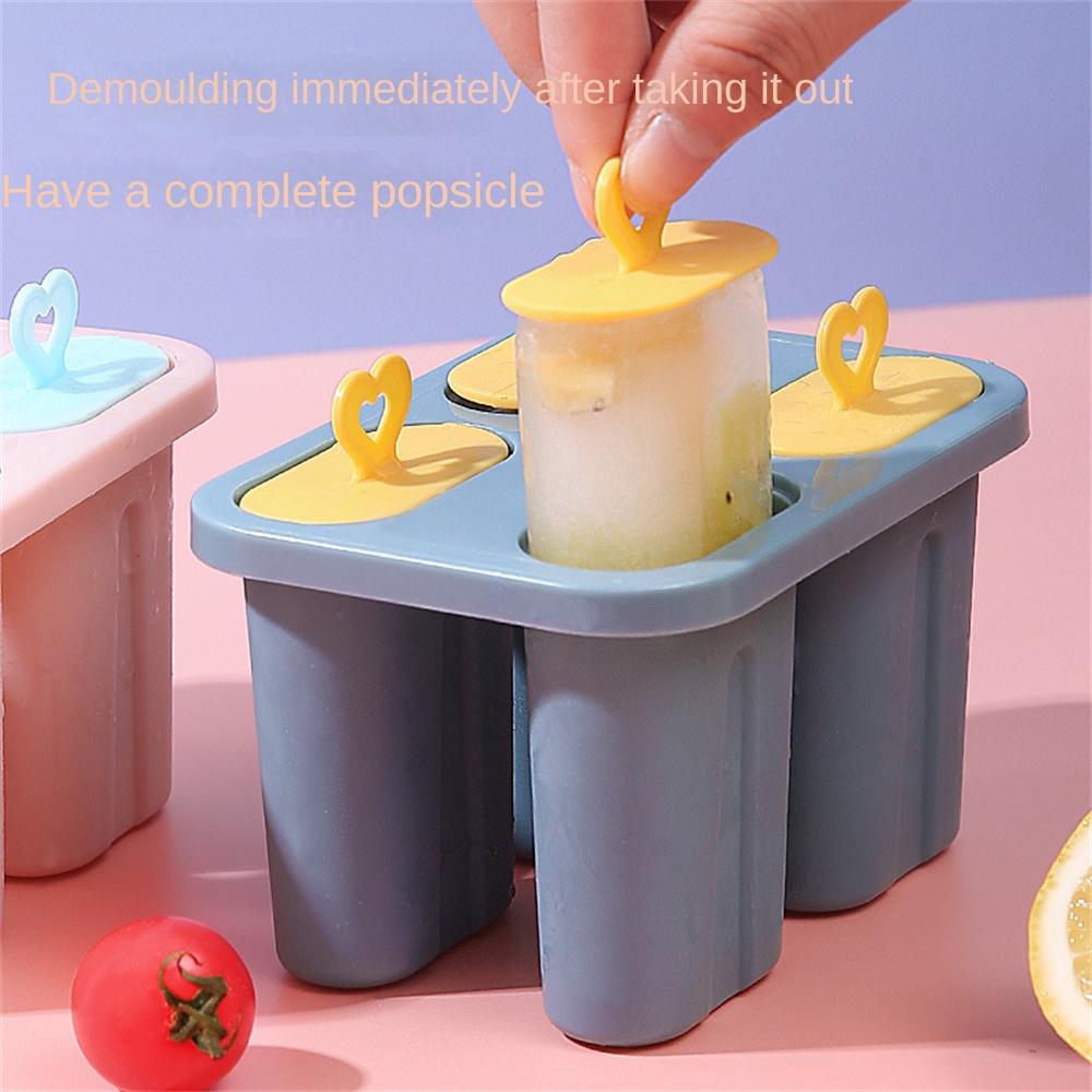 Four-compartment Home Making Popsicles Frozen Ice Lattice Summer Ice Cream Mold Reusable Homemade Ice Box Kitchen Ice Cream Tool_voghion.com