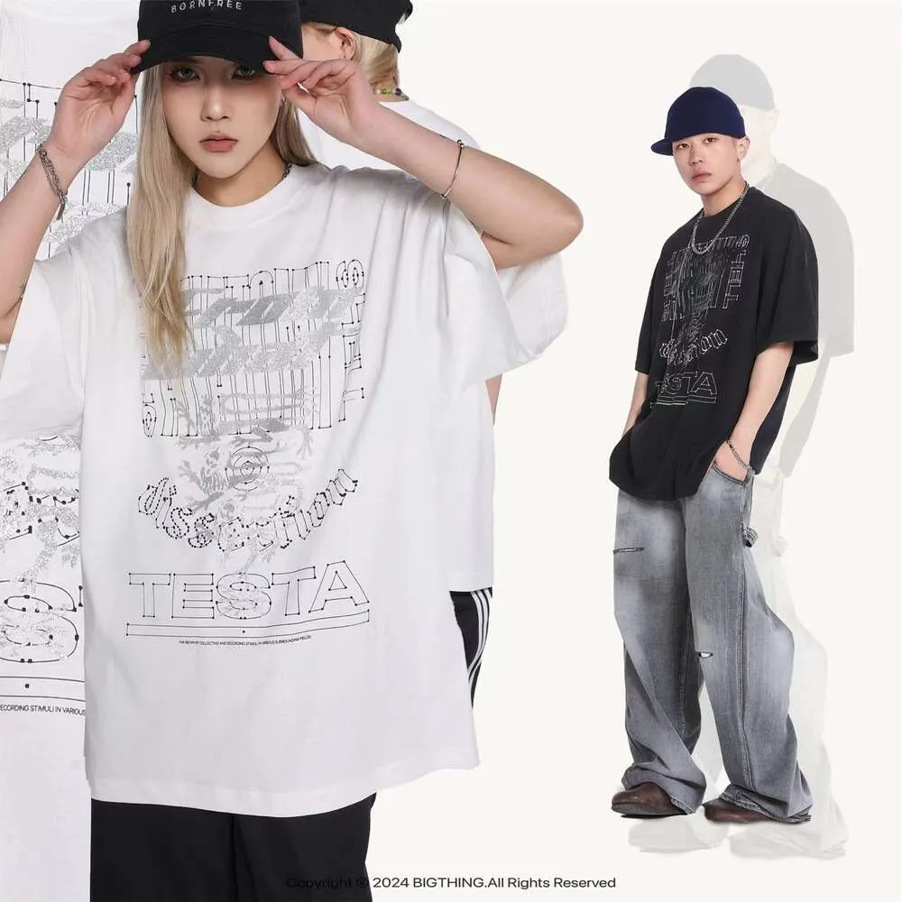 Far Archive T-shirt da uomo Bigthing Fashion Vintage Oversize Letter Printed Tee Donna 1 Migliore qualità Lavato Oversize_voghion.com