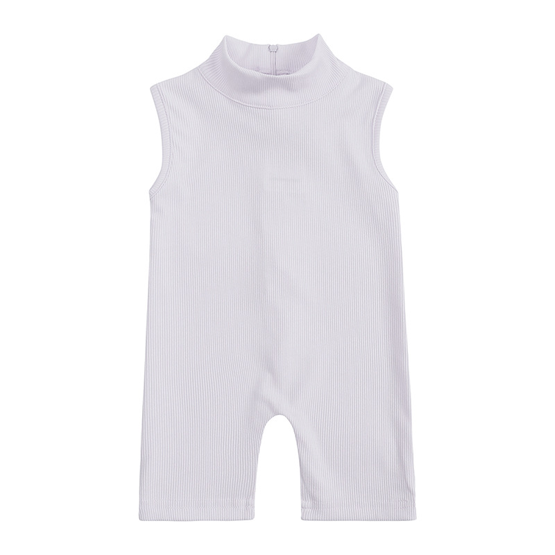 Mutter & Kinder Mädchen Sommer Ins Baumwolle gestreiften halbhohen Kragen elastischen Overall kleine und mittlere Kinder ärmellose Kleidung Großhandel Agent_voghion.com