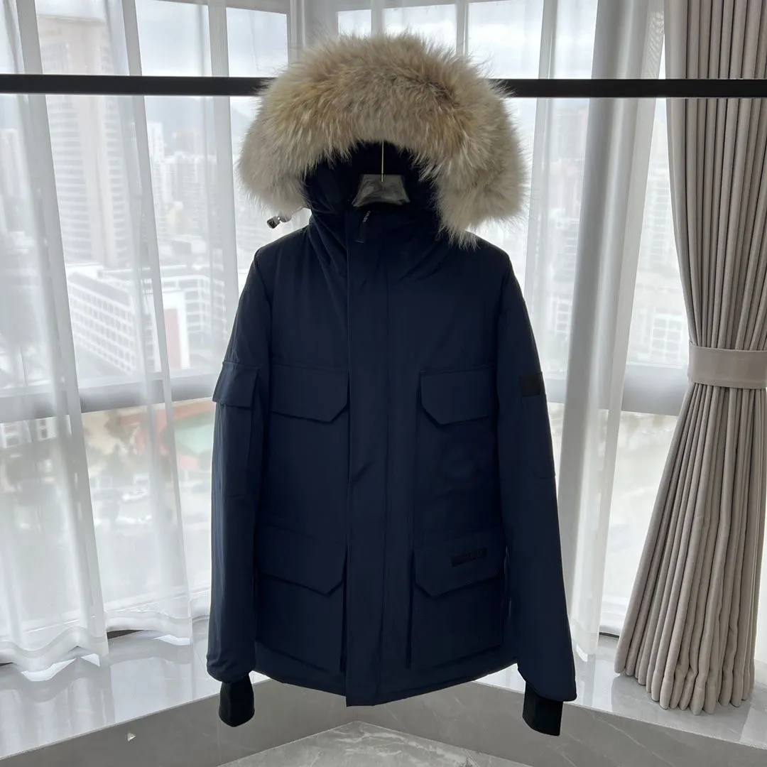 Designer High Quality Men Down jacket goose coat real big wolf fur Wyn dham Overcoat Clothing Casual fashion style Fur -_voghion.com