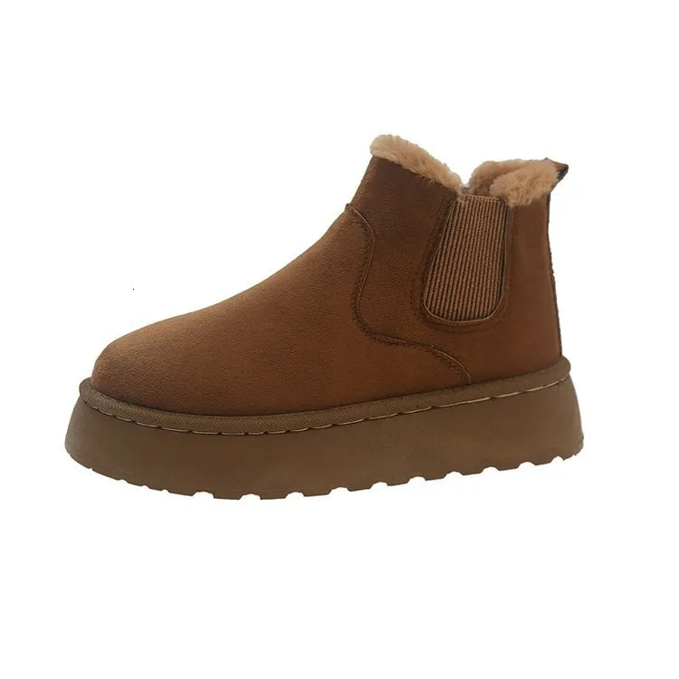Designer Outdoor Shoes, Women's Thick Soled Snow Boots, Fashionable And Versatile Shoes With Plush Round Toe Sleeves,_voghion.com