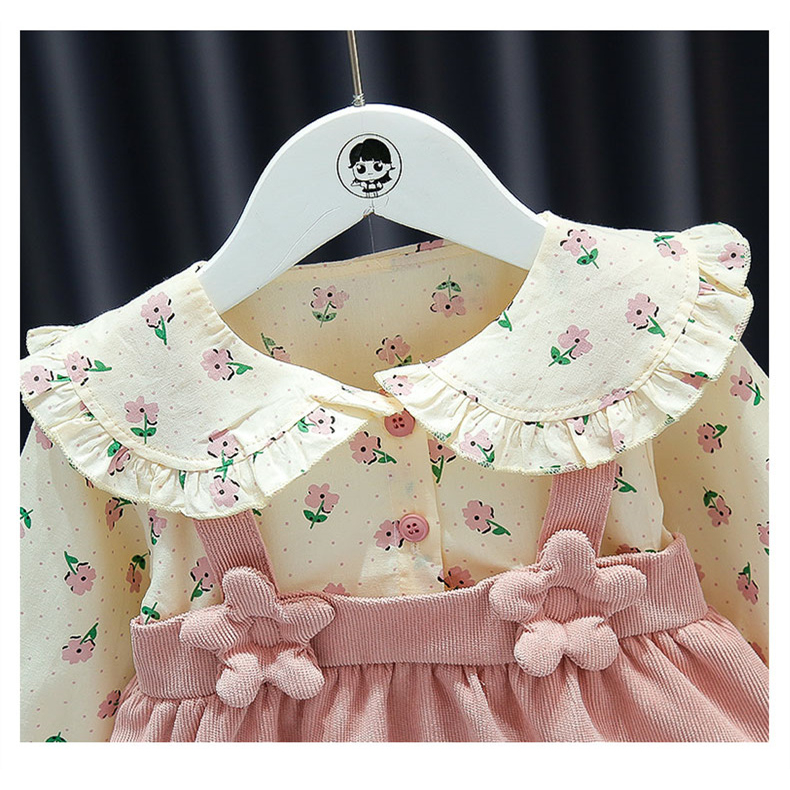 Herfst Babykleding Babymeisje Jurk Katoen Lange Mouw Bloem Gedrukt Schattige Pop Kraag Jurk Kinderen Uitje Kleding_voghion.com