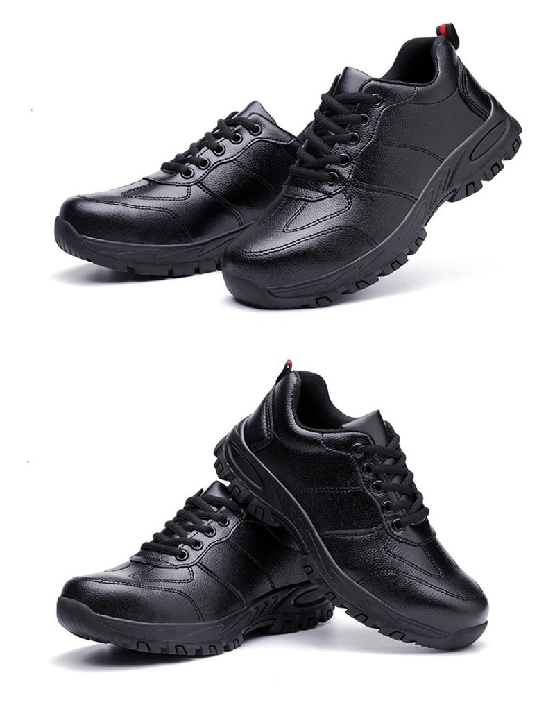 PU Leather Men Safety Anti-smash Anti-puncture waterproof Lightweight Work Sneakers Indestructible Shoes Boots_voghion.com