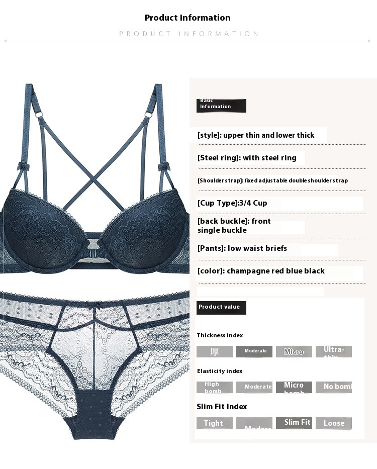 Soutien-gorge français sexy boutonné devant avec haut fin et bas épais, petite poitrine en dentelle légèrement froncée, beau dos, fille_voghion.com