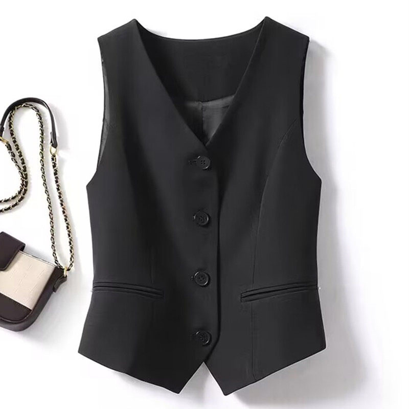Women's Slim Fit Vest Sleeveless Jacket Spring Autumn Fashion Layering Waistcoat Short Casual Blazer Top