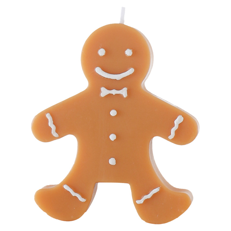 1 bougie aromatique en forme de bonhomme en pain d'épices de Noël (saveur café et lait), décoration et cadeau de bougie de Noël_voghion.com