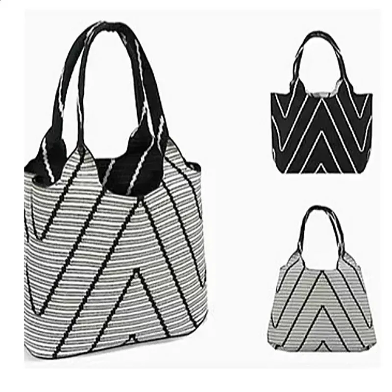 MABULA Firkantet stripete stor kapasitet tote-veske enkel uformell skulderveske til kvinner mote vintage telefonveske_voghion.com