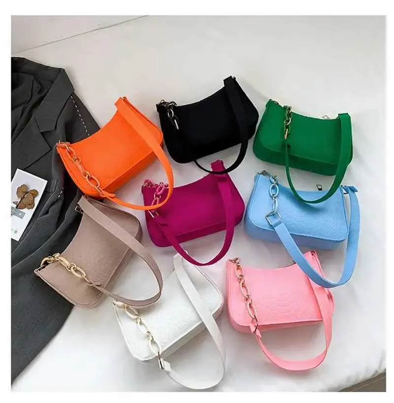 Portabel Handtasche Kontrastfaarweg Tasche Stylesch Ënneraarm Casual A Modesch Grouss Kapazitéit Dammetaschen_voghion.com