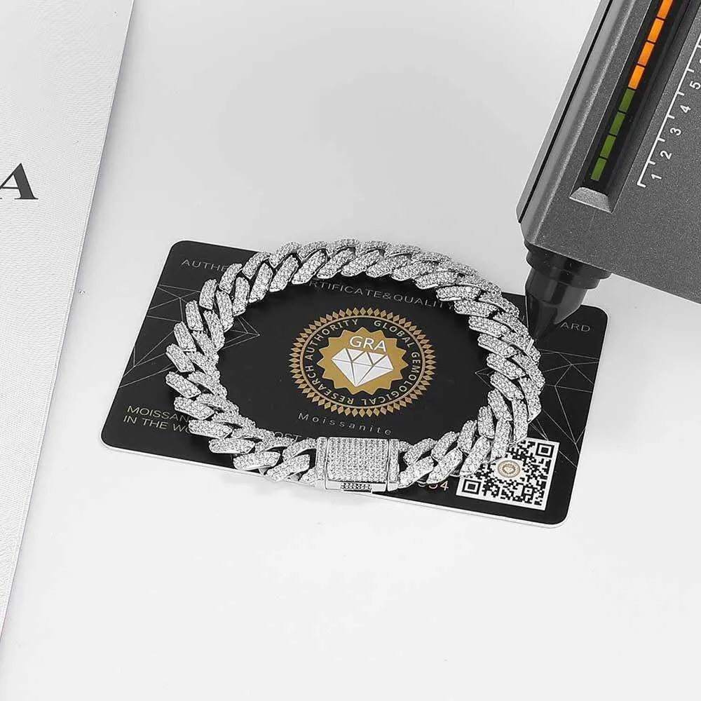 Bracelet cubain en argent sterling pour homme, style hip-hop, avec micro-mosaïque de diamants de 10 mm_voghion.com