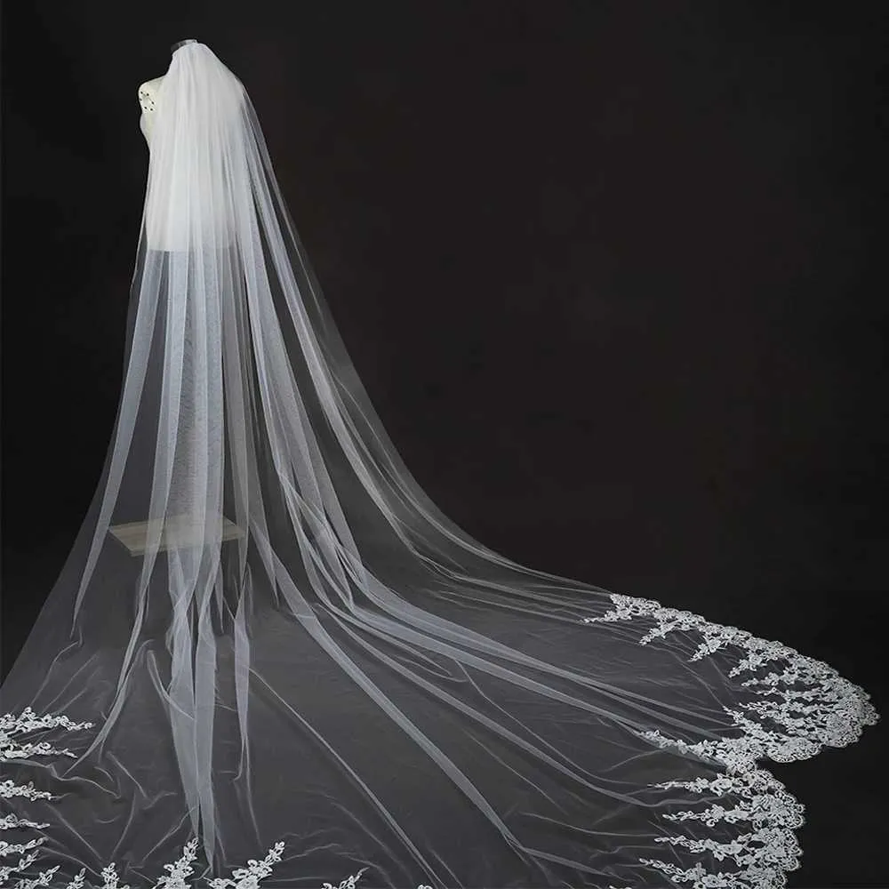 Hair Jewelry With Comb Veils Extra Long Wedding Cathedral Mantilla Bridal Veil VP80_voghion.com