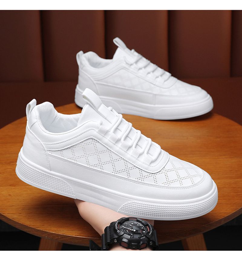 Scarpe da uomo coreane versatili, sportive, casual, alla moda, nuove, traspiranti, sottili, bianche, estive, 2024_voghion.com
