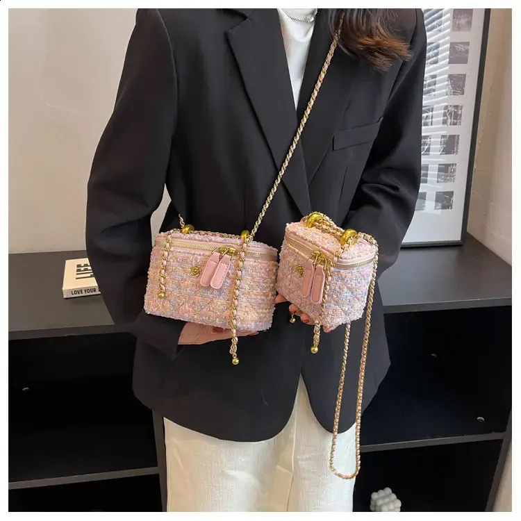 ELLOVADO Mini Dia Pattern Chain Shoulder Square Bag per donna Borse a tracolla alla moda Sac A Main Femme Viola 240725_voghion.com