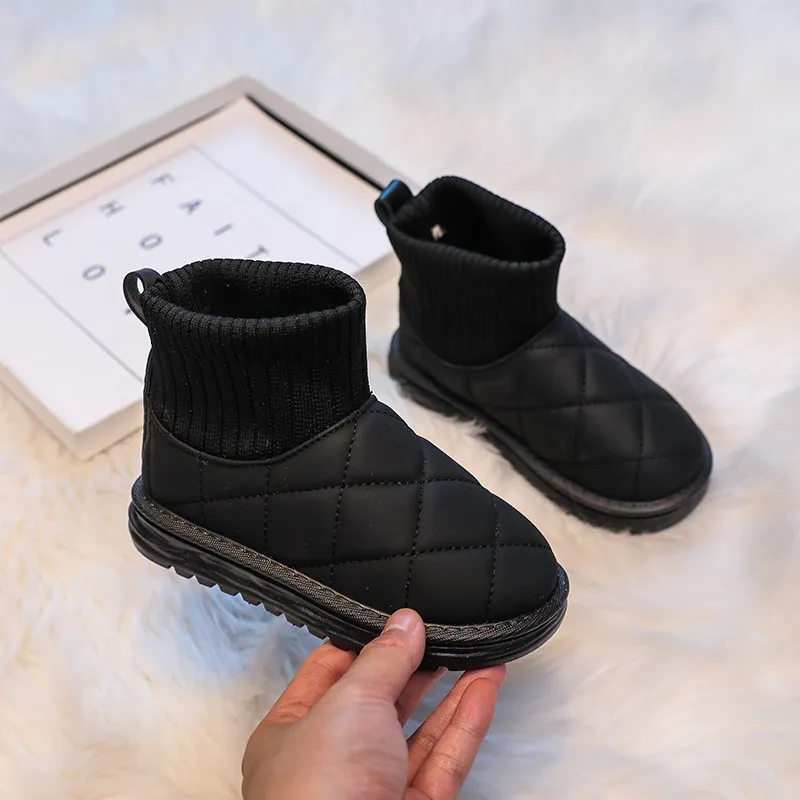 Barnsockor Snö Flickor Korta Ankelstövlar Barn Söta Sömnad Höst Vinter Varma Bomullsplyschskor För Pojkar Unisex PU_voghion.com
