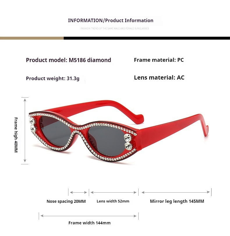 Ochelari de soare personalizați cu fotografie de stradă, cu cadru mic, ochi de pisică, culoare bomboane, la modă, pentru femei_voghion.com