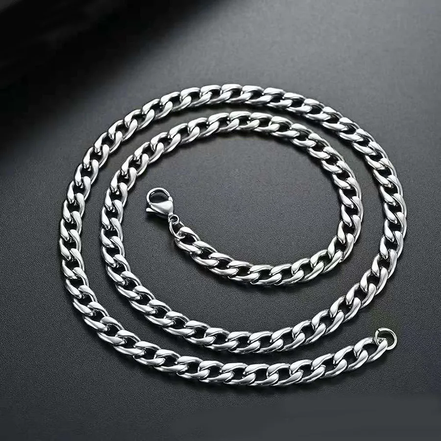 Stainless Steel Cuban Link Chain Necklace For Men And Women_voghion.com