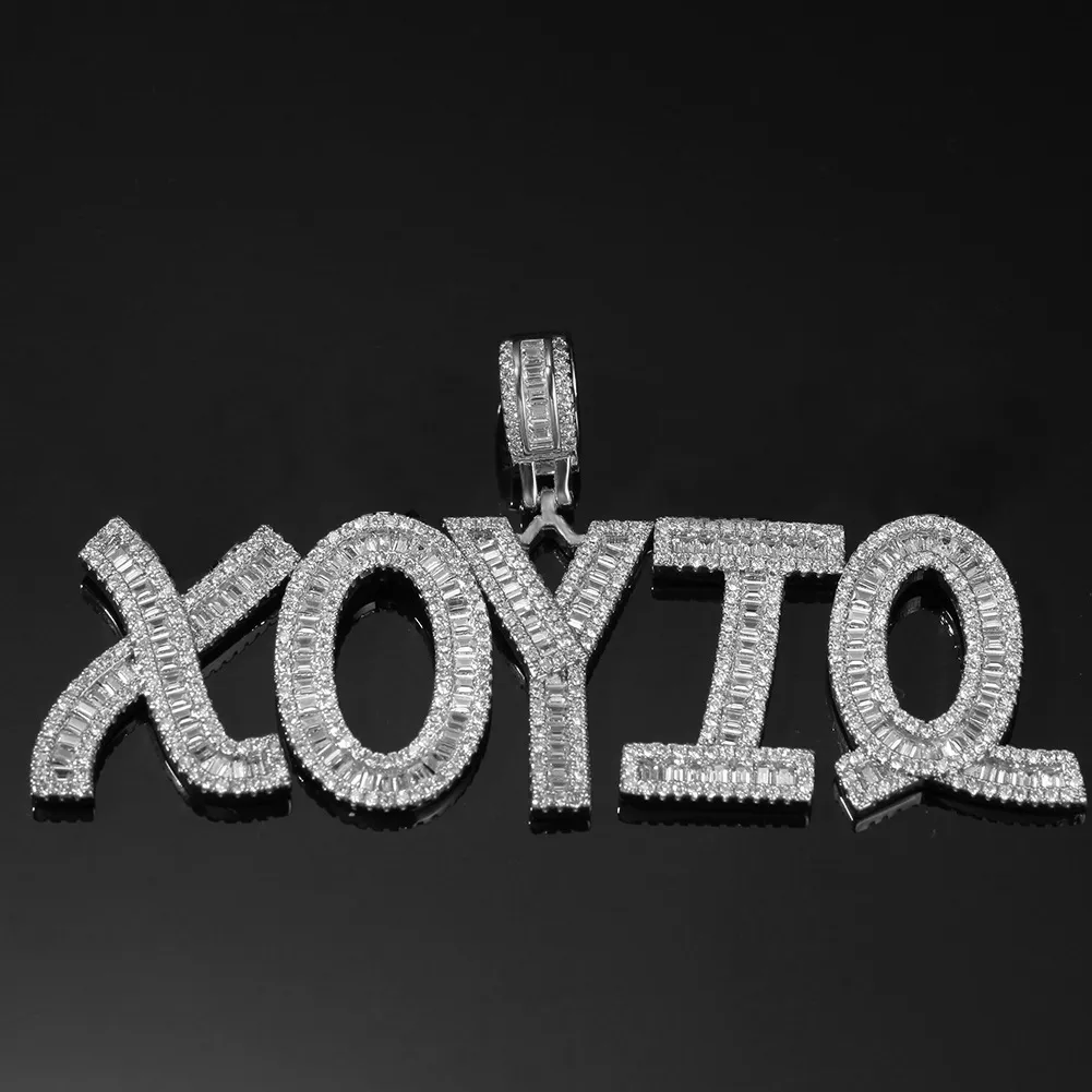 Nouveau collier pendentif personnalisé Bling Diamond A-Z Initial Letters Custom Name Iced Out CZ Zircon Gold Hip Hop Rapper_voghion.com